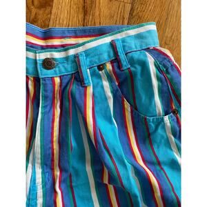 80s 90s colorful striped high rise mom shorts rainbow cuffed 26” waist Merona